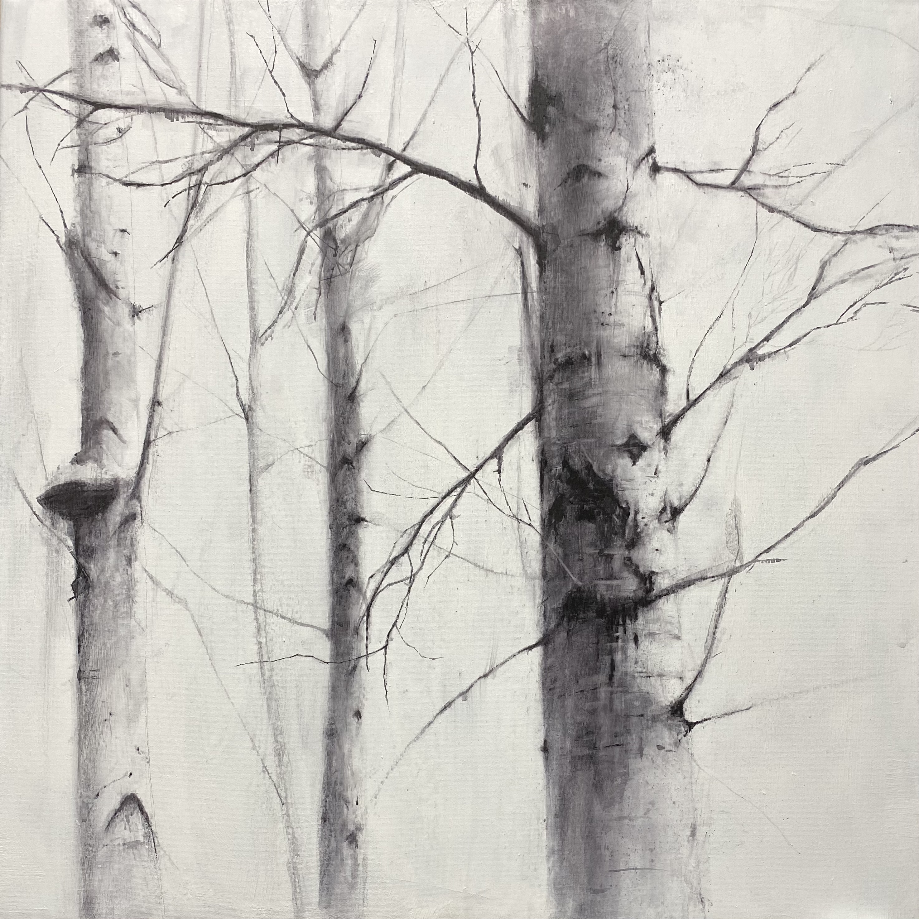 Abedules II - Acuarela sobre lienzo 3D, 50x50cm