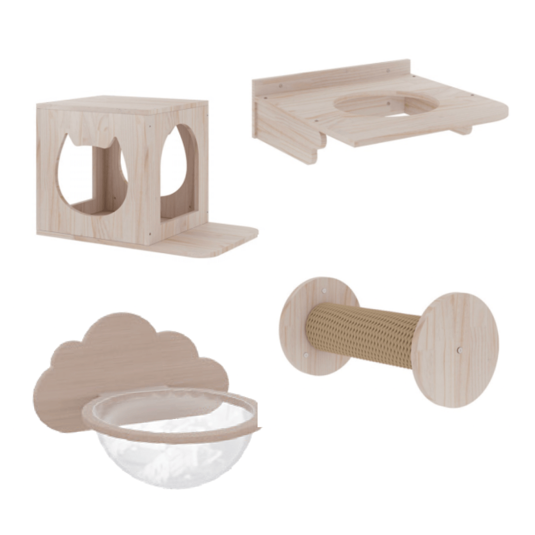 Wall-Mounted Cat Furniture Set (4pcs)