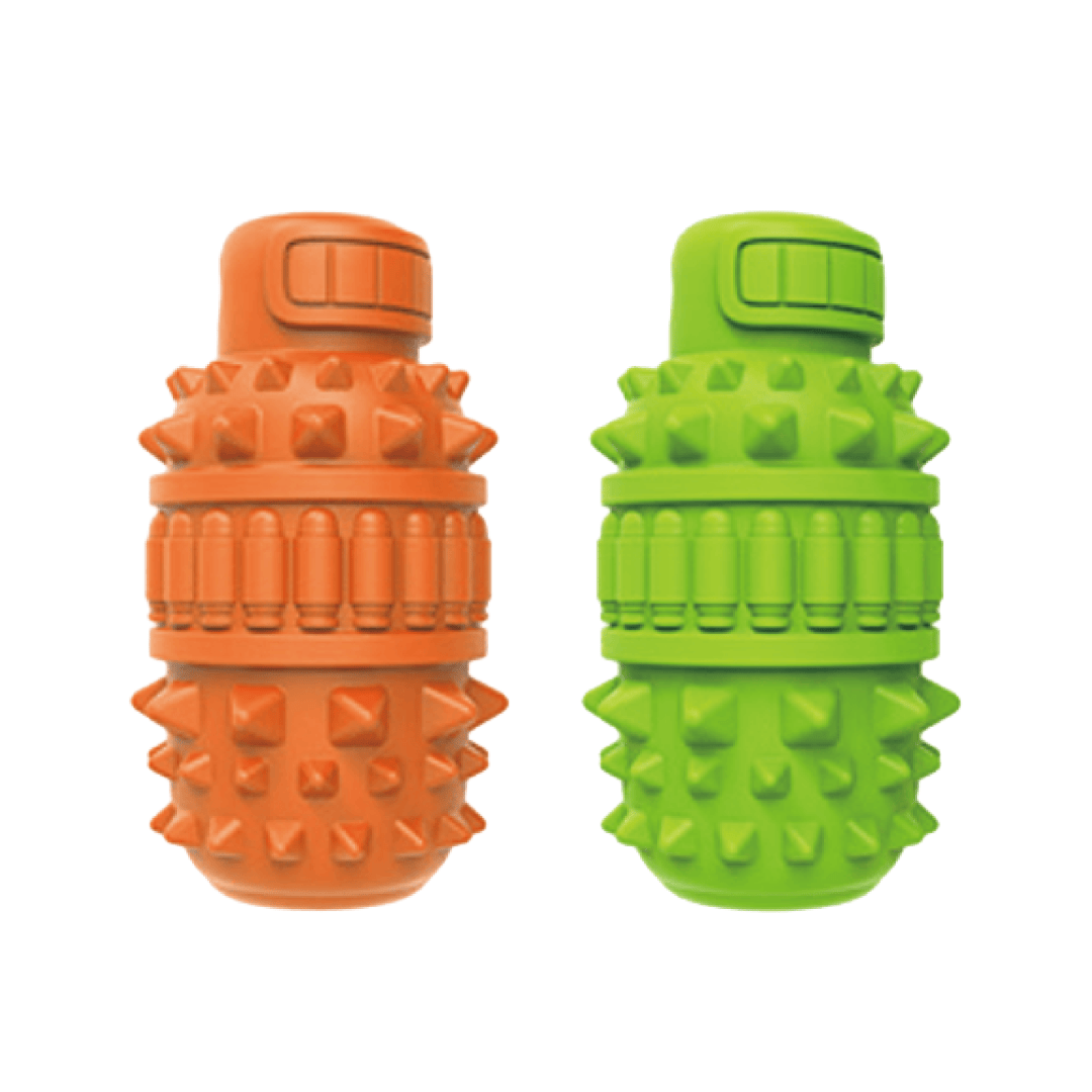 Customizable Spiky Cylinder Rubber Dog Toy Durable Design for Chewing and Dental Care