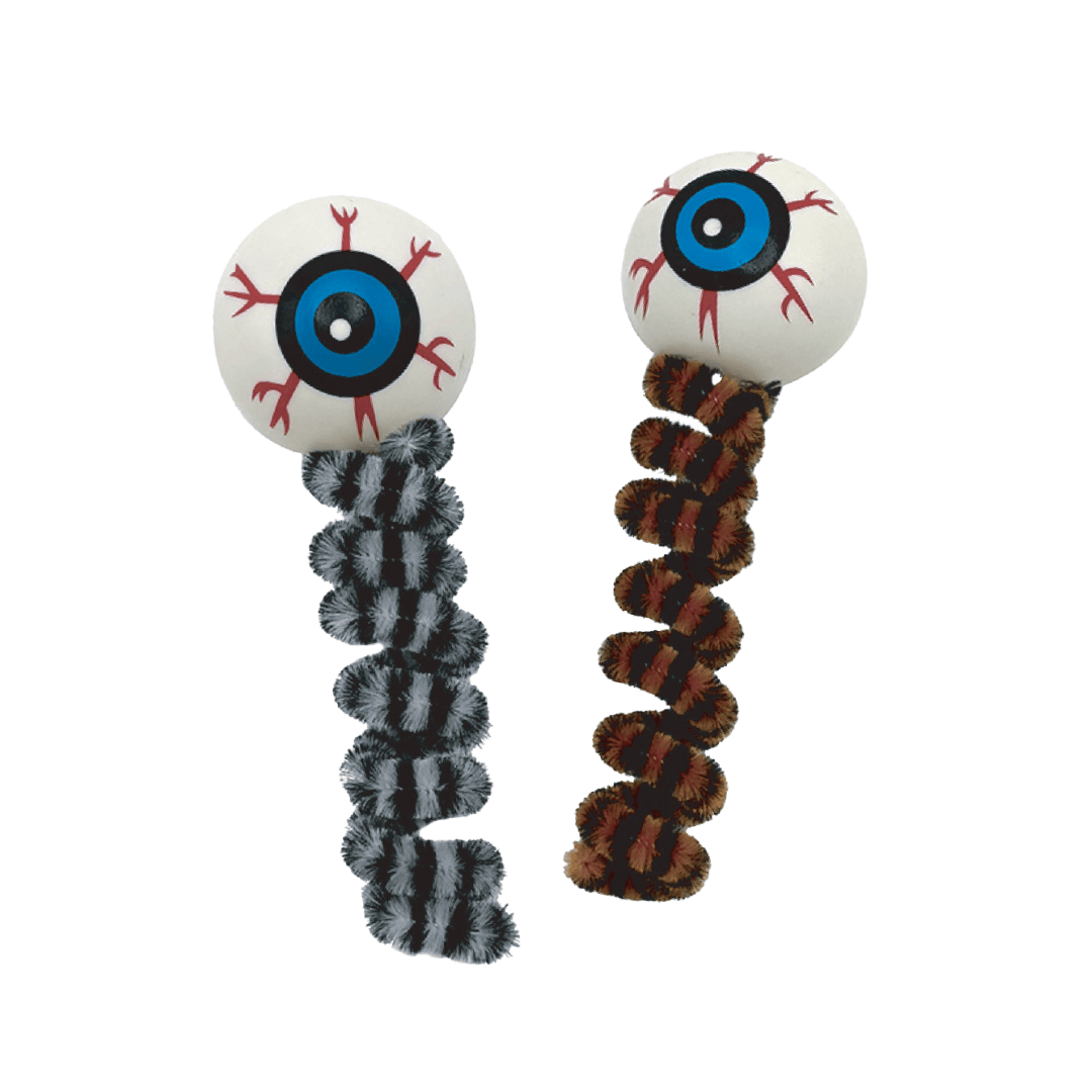 Halloween Eyeball Spring Interactive Plush Cat Toy Fun Play Customizable