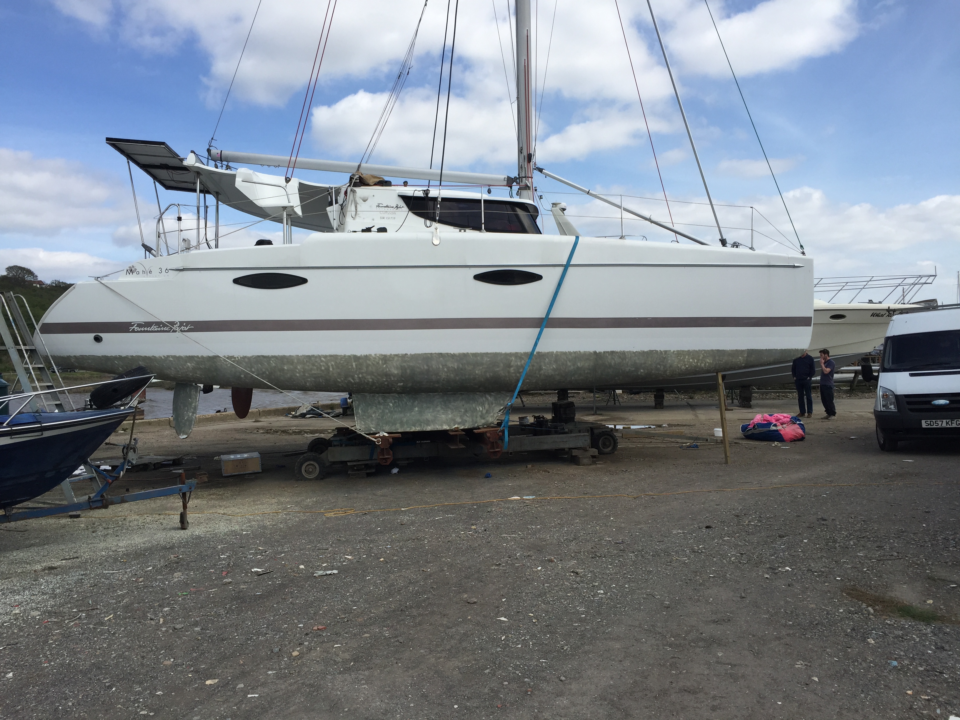 Prepping the bottom of the boat