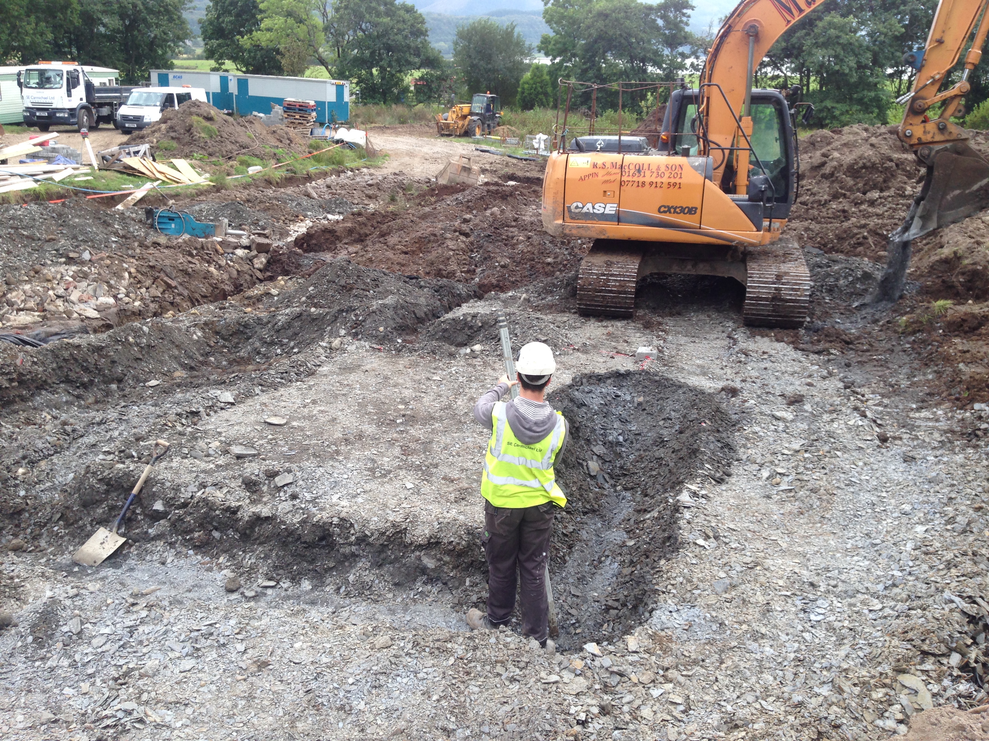 SE Carmichael builders building the foundations for house at Cuil Bay