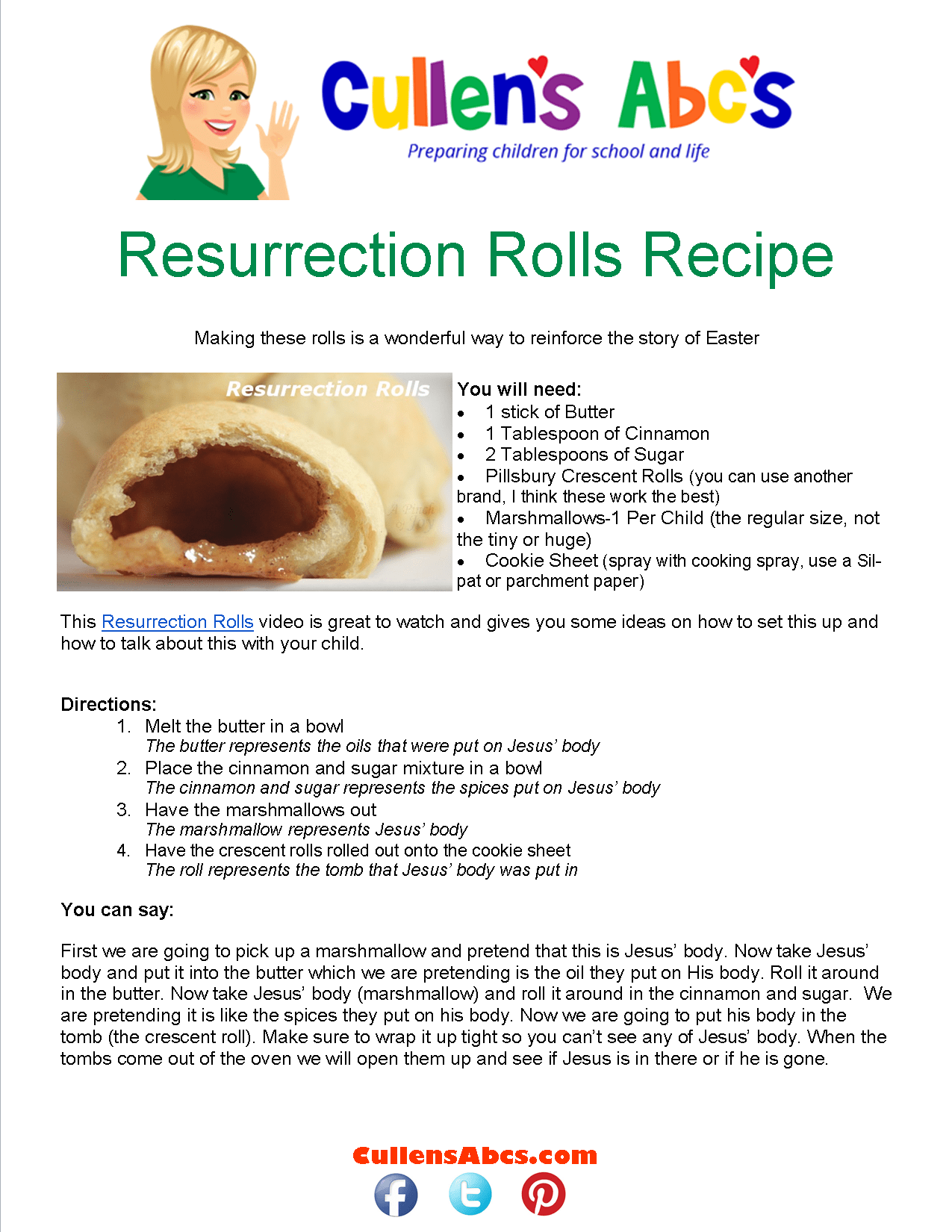 Resurrection Rolls Story Printable - Printable Word Searches