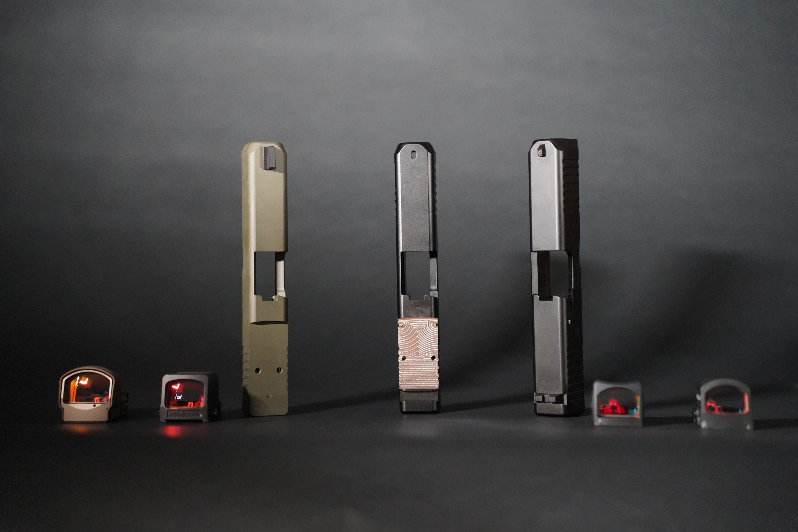 Chamfered RMR Slide for Glock 26 9mm – Tungsten Cerakote Finish – Hooper Gun Works