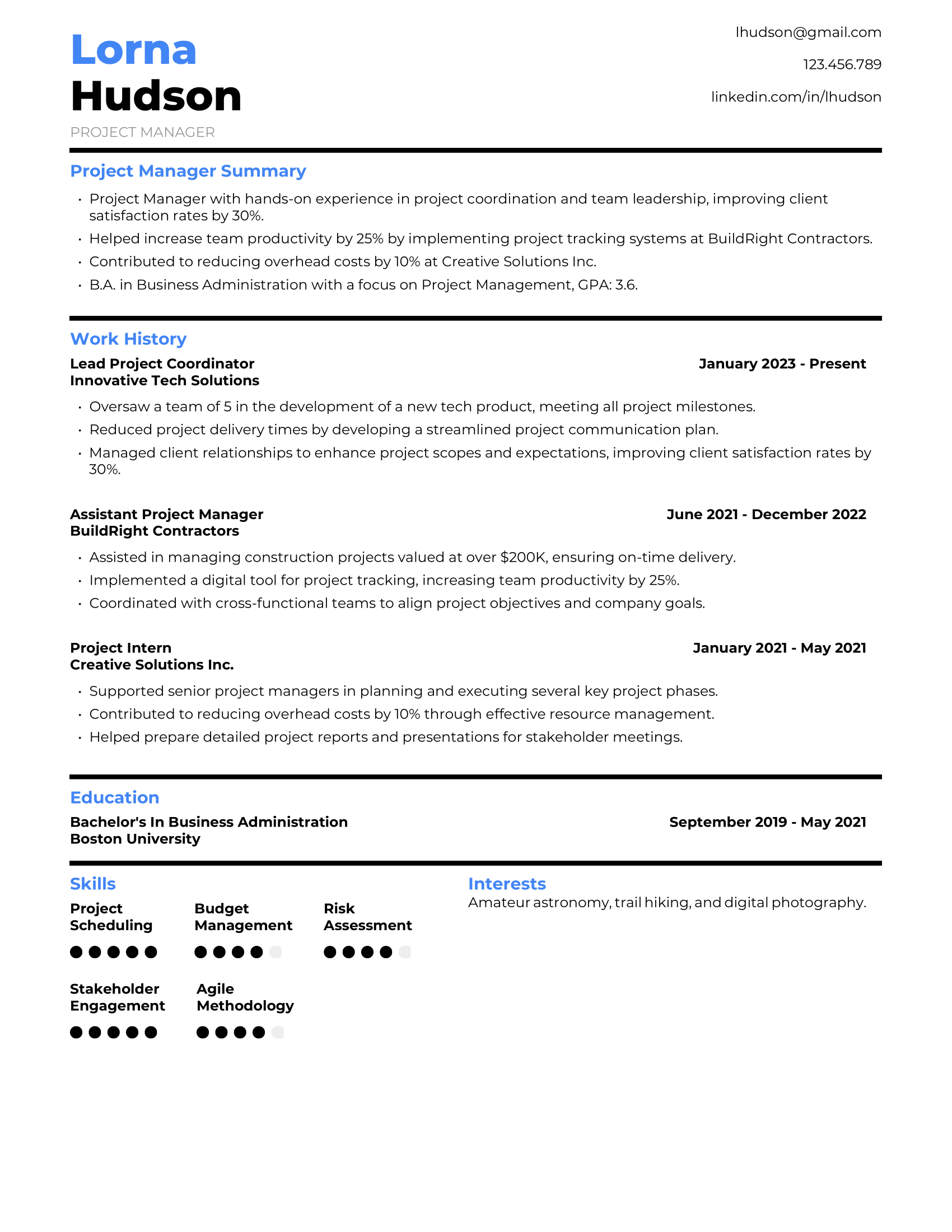 Project Management Resumes Samples Manager Resume Examples For Example Entry Lever.