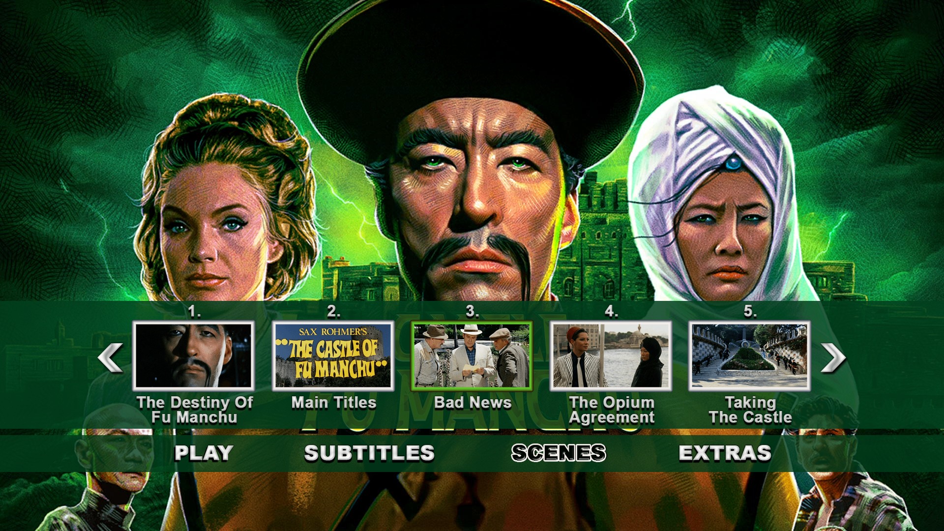 The Castle of Fu Manchu 4K scene select menu