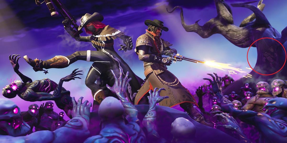 rather than asking you to randomly check every tree in the game this hint is also just a hint at where we can find the battle star judging from the image - fortnite error screen