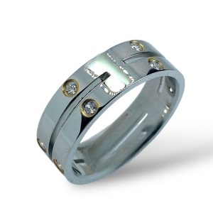 STAINLESS STEEL F Design RING CZ CLEAR Italy