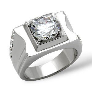 Stainless Steel Ring RD CZ Clear