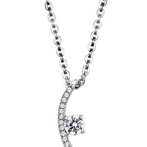 Stainless Steel SET BELLE Chain Pendant Moon CZ WT