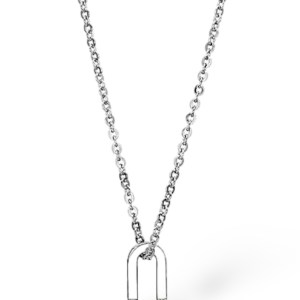 Stainless Steel SET BELLE Chain Pendant 0 CZ WT