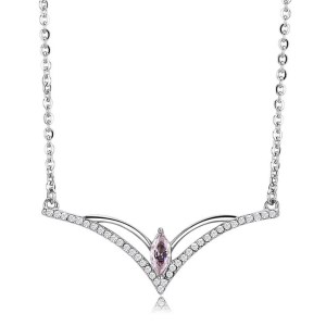Stainless Steel SET BELLE Chain Pendant Princess CZ in Light Rose