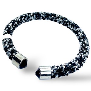 STAINLESS STEEL BANGLE BLACK CZ