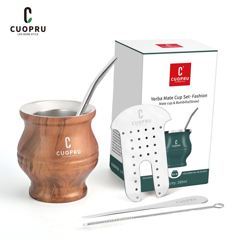 thumbnail image 2 of Insulated Mate Cup 8oz Stainless Steel Yerba Mate Cup With 2 Straws & Brush - Double Wall Insulated Gourd Bombilla Straw 2 of 11