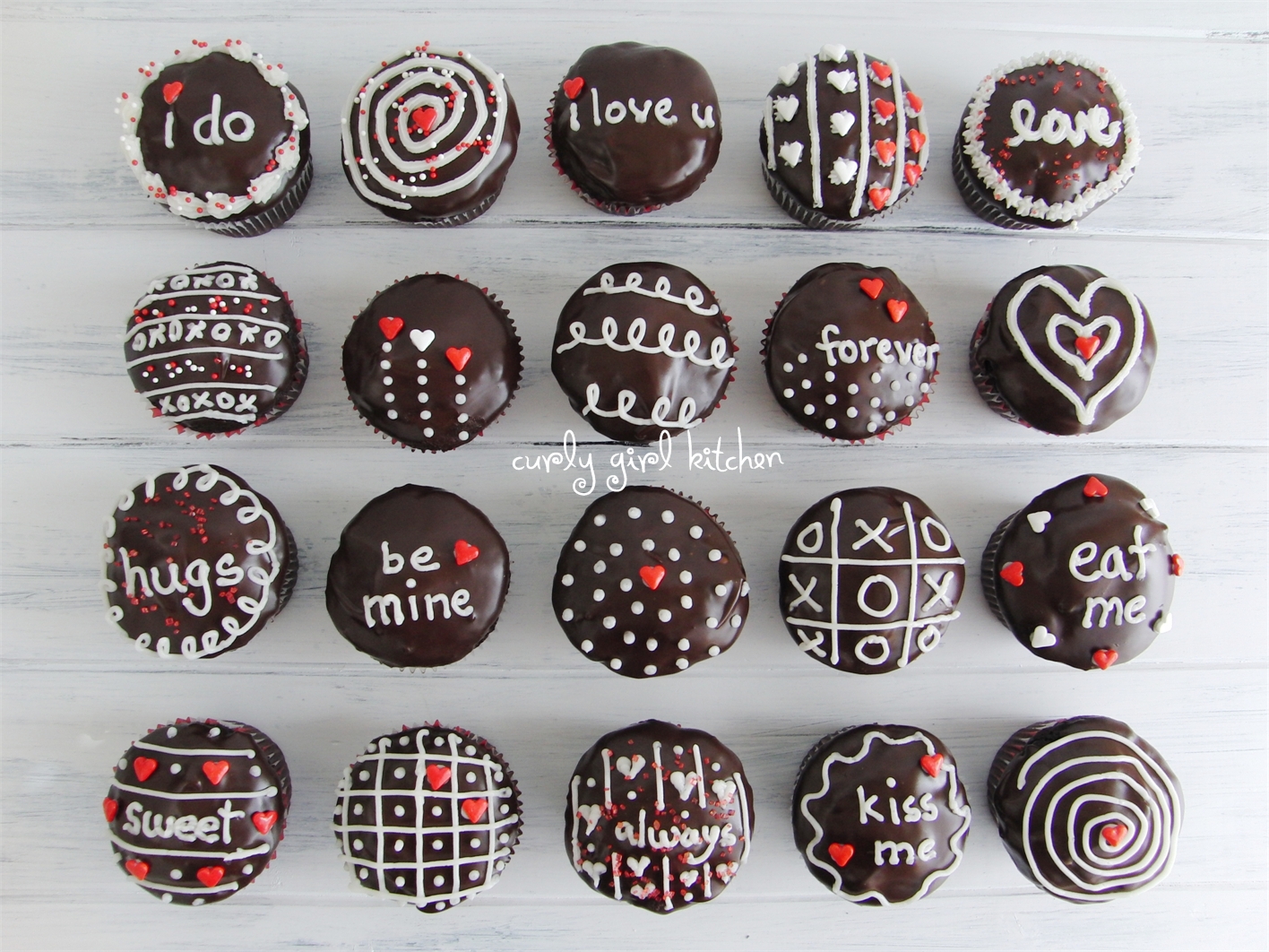 Ganache Cream and Chocolate Valentine Cupcakes