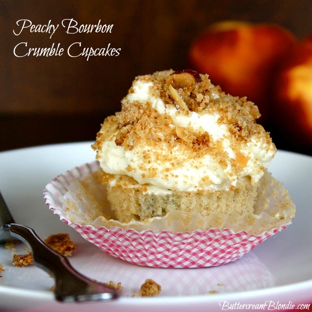 Peachy Bourbon Crumble Cupcakes