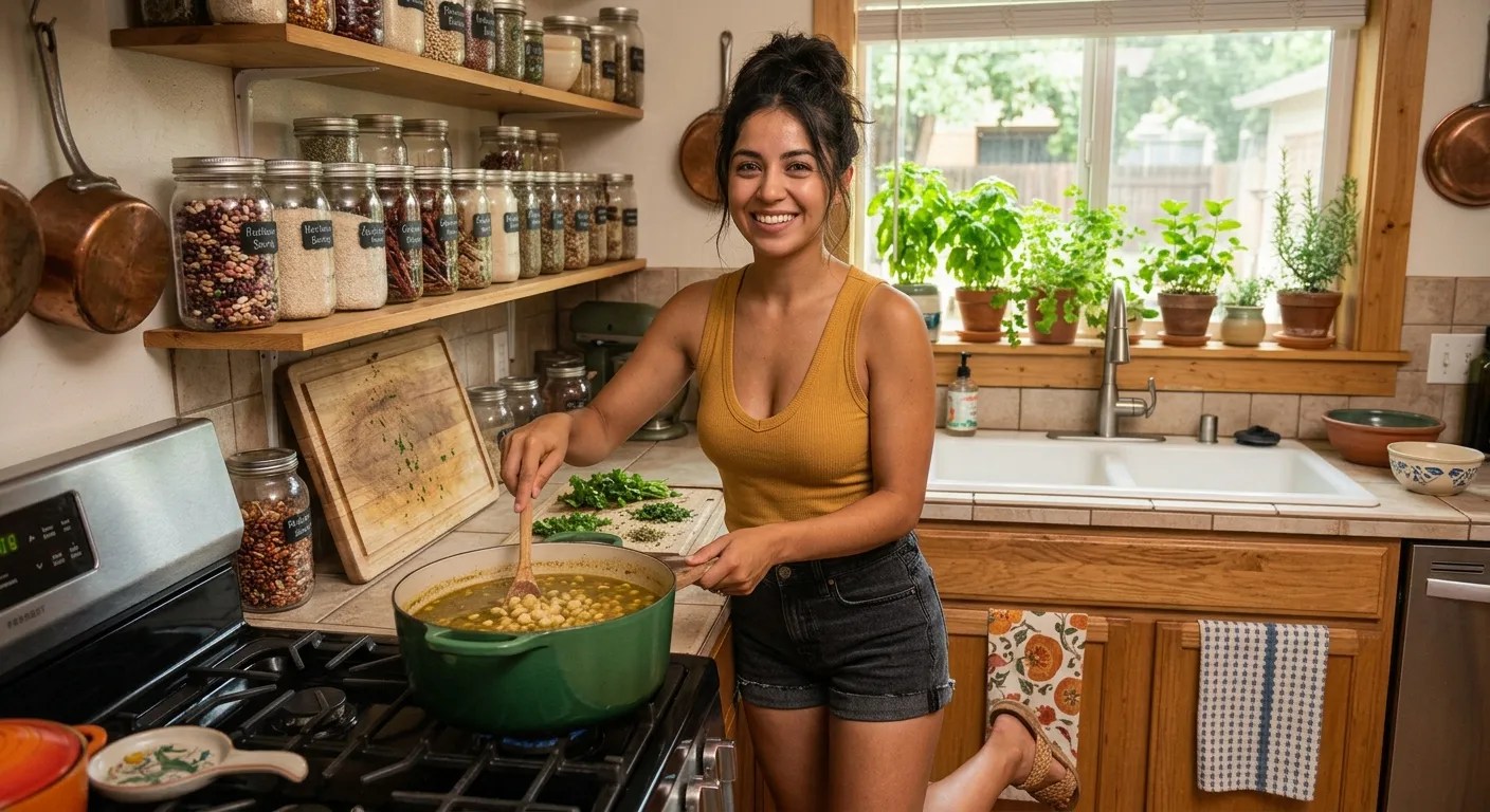 A mom stirs pasole/