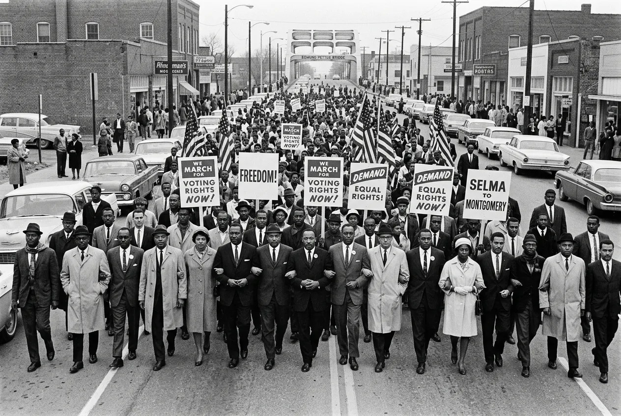 An AI generated image of the march in Selma.