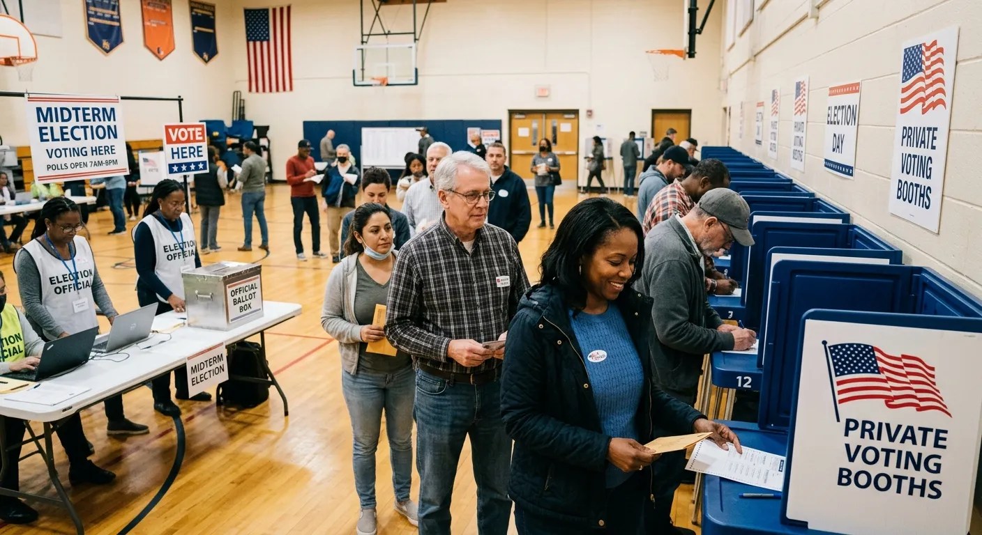 Folks line up to register their vote for the midterm election.