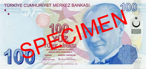 Kostenloser umrechner zwischen der währung euro zu türkische lira (try). Counterfeit money detection: know how - 100 Turkish lira note
