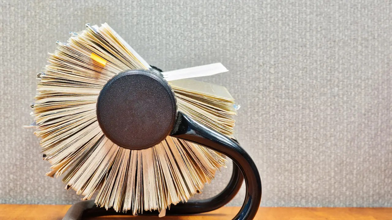 Paper rolodex.