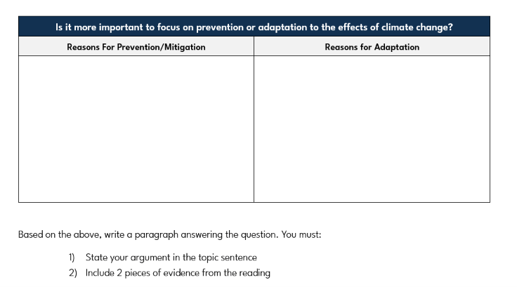 Critical thinking task from the handout