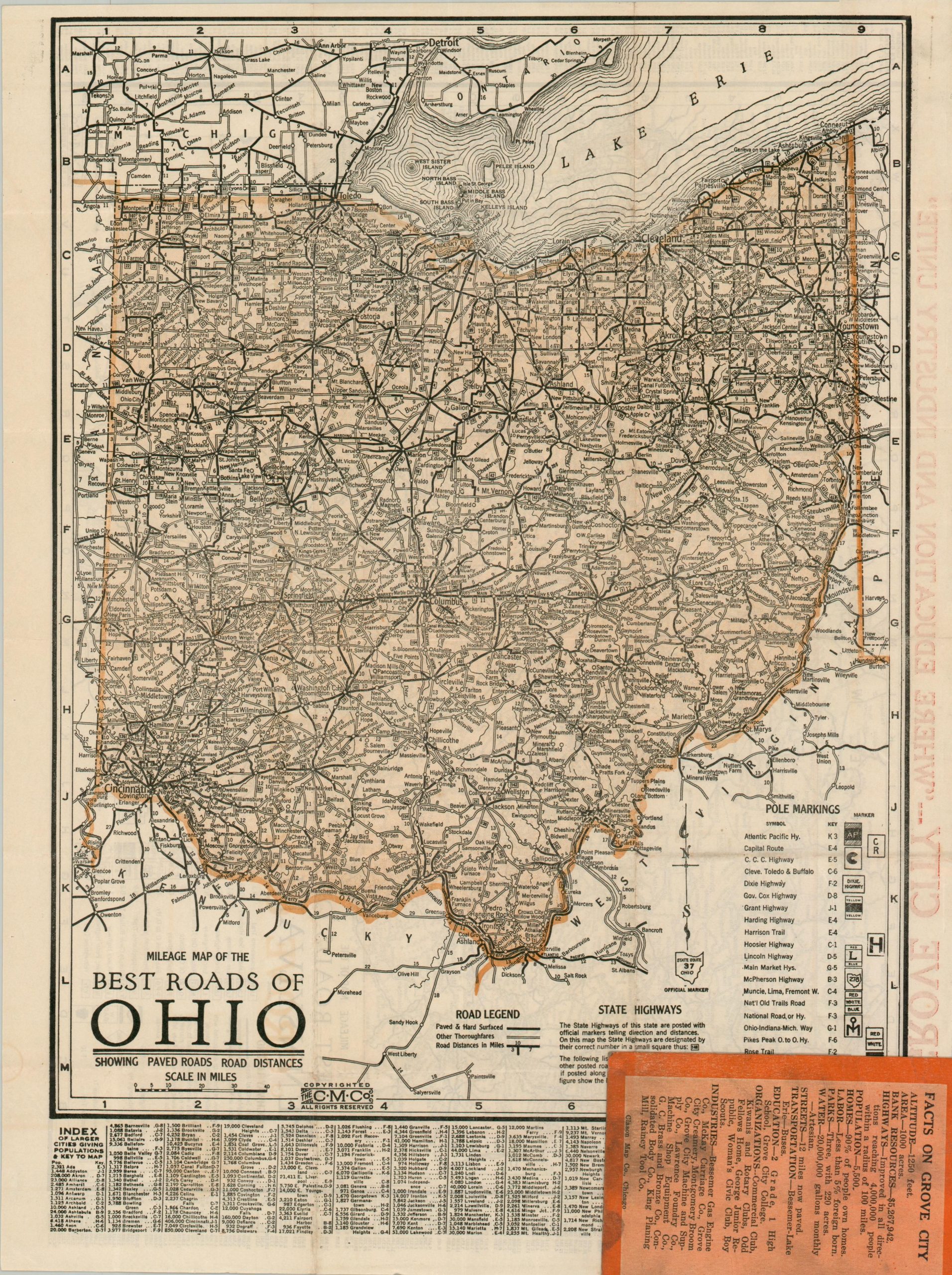 Mileage Map Of And Ohio Curtis Wright Maps Map 15.33x20.30 02 17 26 Inv008179c Scaled 