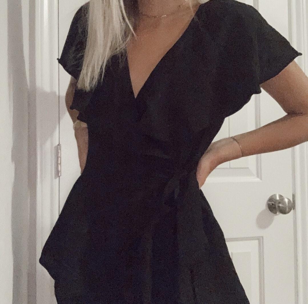 Plus Size Black Challis Cold Shoulder Walk Through Romper Torrid