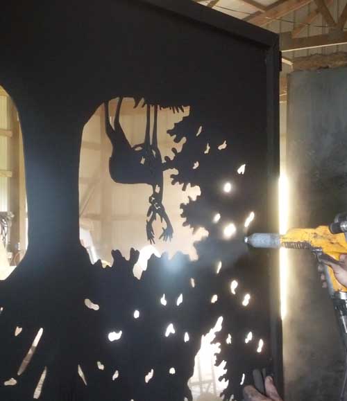 By rework do you mean apply touchup paint or do you mean apply a second layer, or completely remove defective powder coatings and start over? Custom Aluminum Ornamental Driveway Gates | Texas Deer