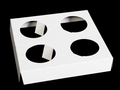 4 Count ( 7" x 7" ) Standard Cupcake Insert, White/White 200 pcs./bundle