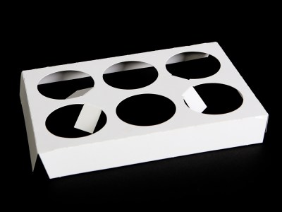 6 Count ( 10" x 7" ) Standard Cupcake Insert, White/White 200 pcs./bundle