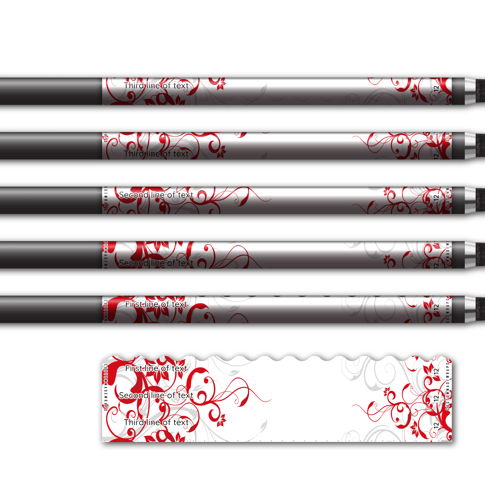 Alternative view of Wave Edge - Chinese Garden Red on White