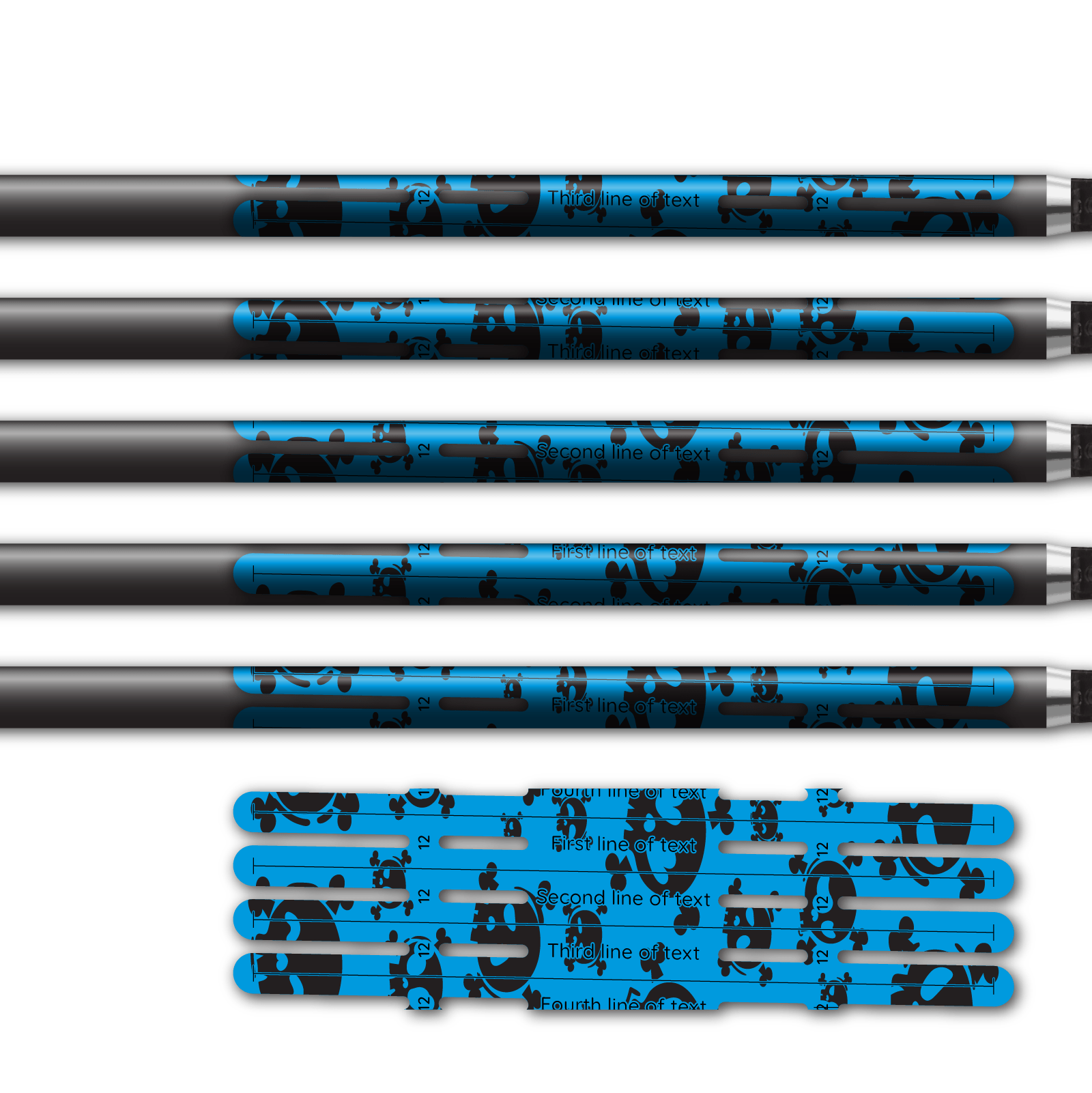 Alternative view of 4 fletch Vortex - Skulls Baby Blue