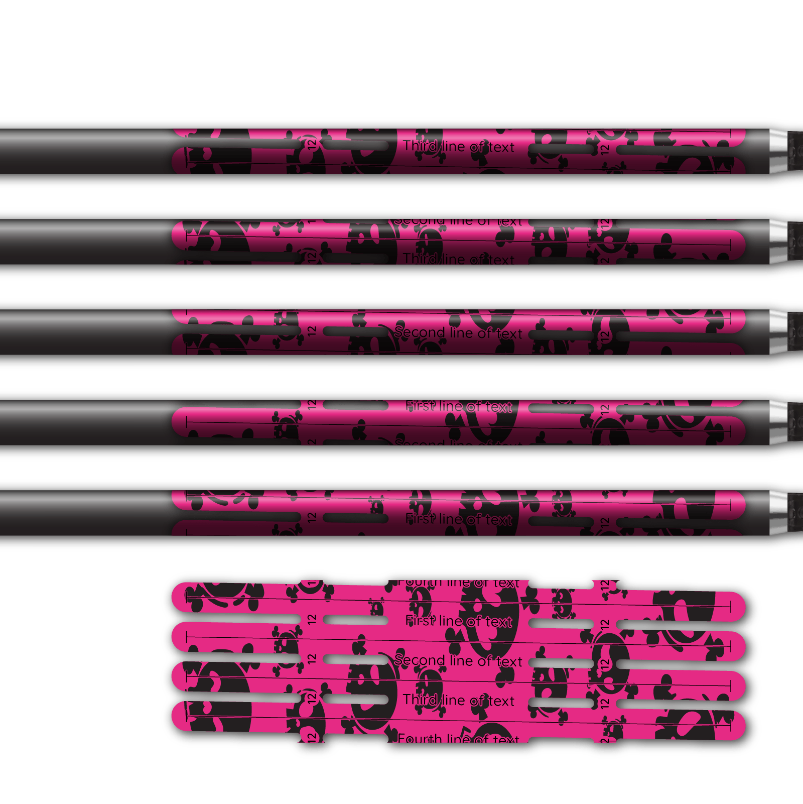 Alternative view of 4 fletch Vortex - Skulls Magenta