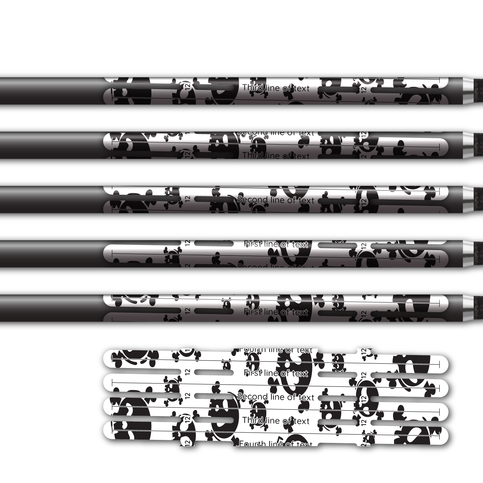 Alternative view of 4 fletch Vortex - Skulls White