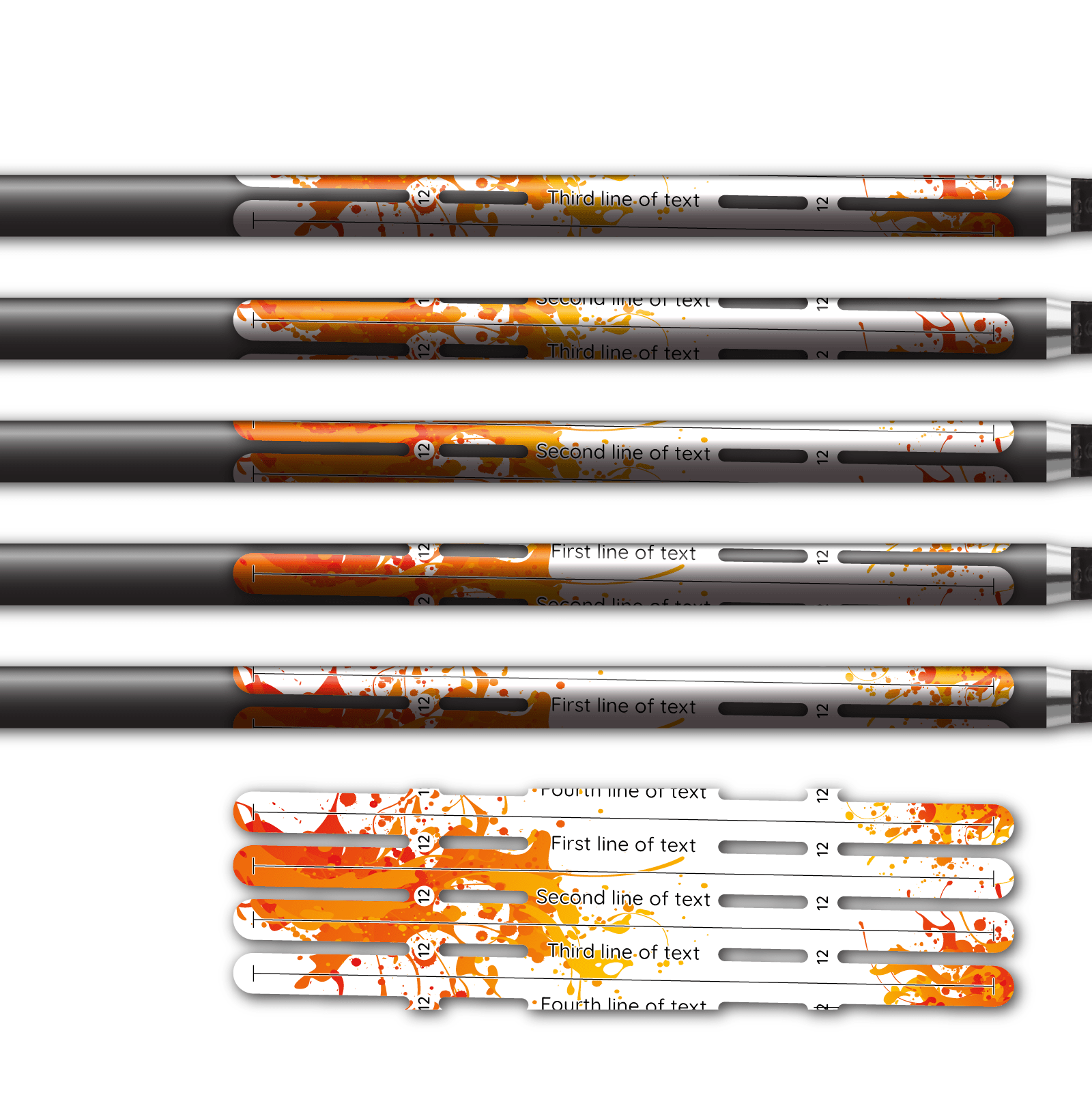 Alternative view of 4 fletch Vortex - Splash Orange