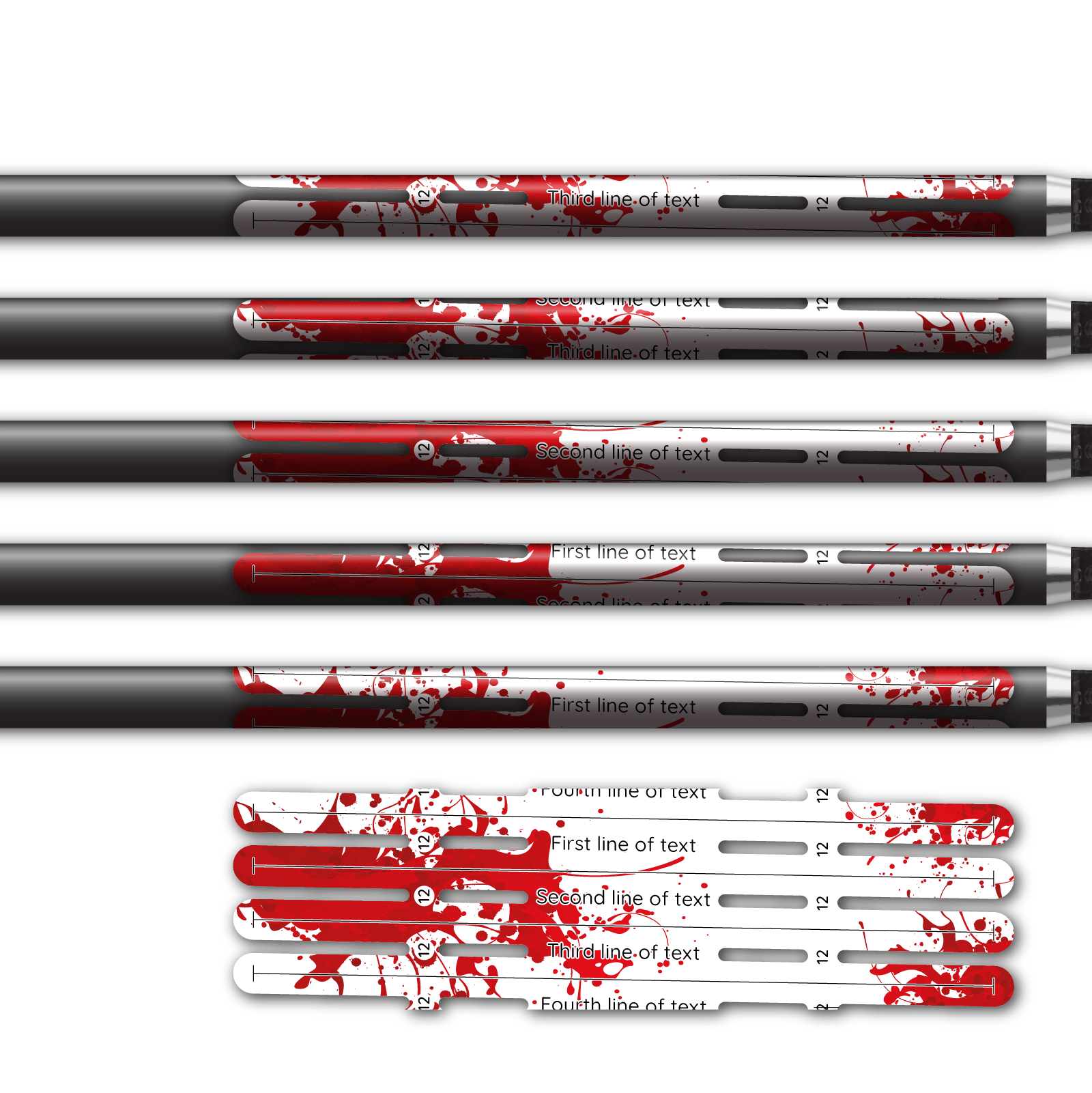 Alternative view of 4 fletch Vortex - Splash Red