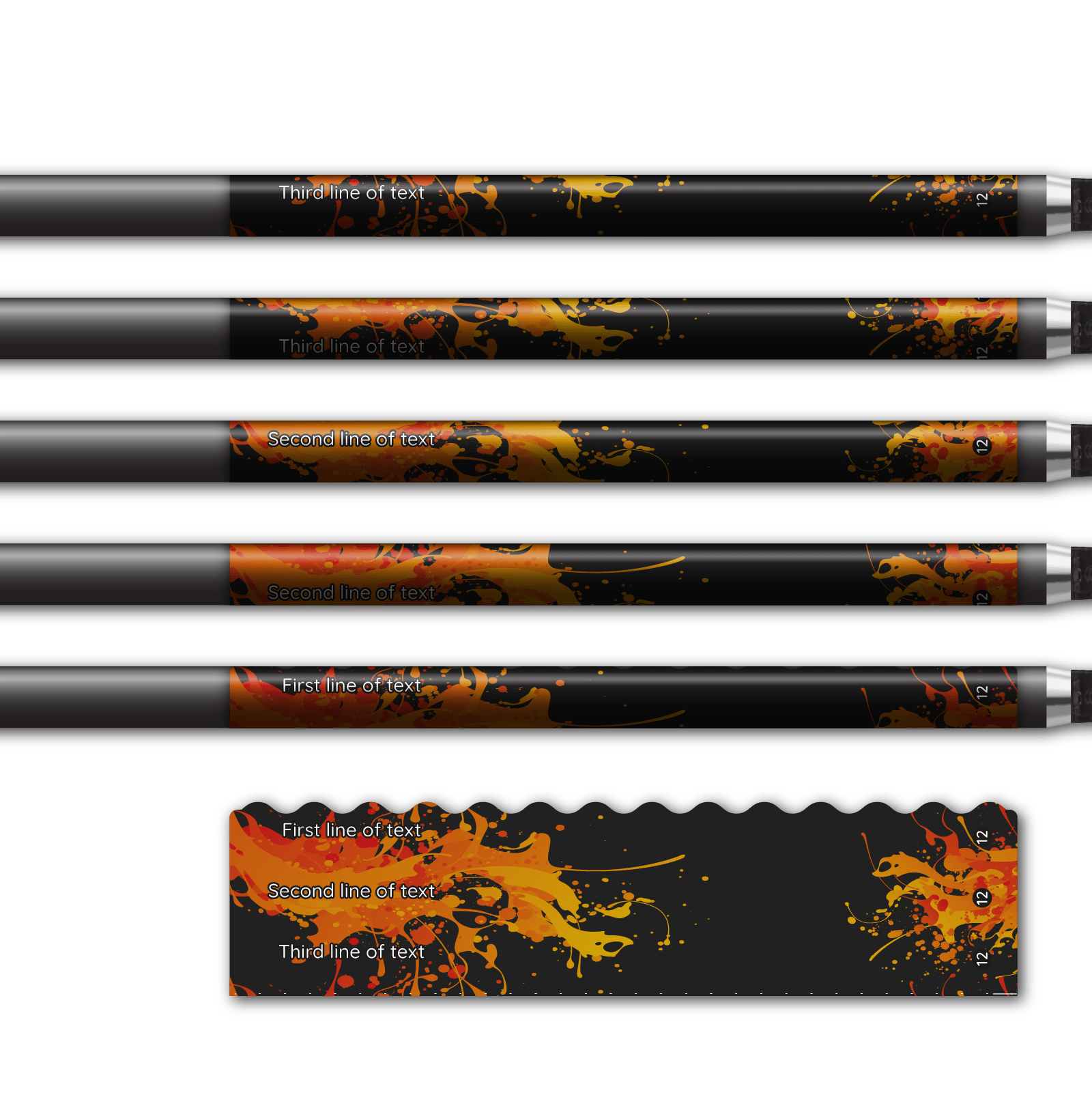 Alternative view of Wave Edge - Splash Orange on Matt Black