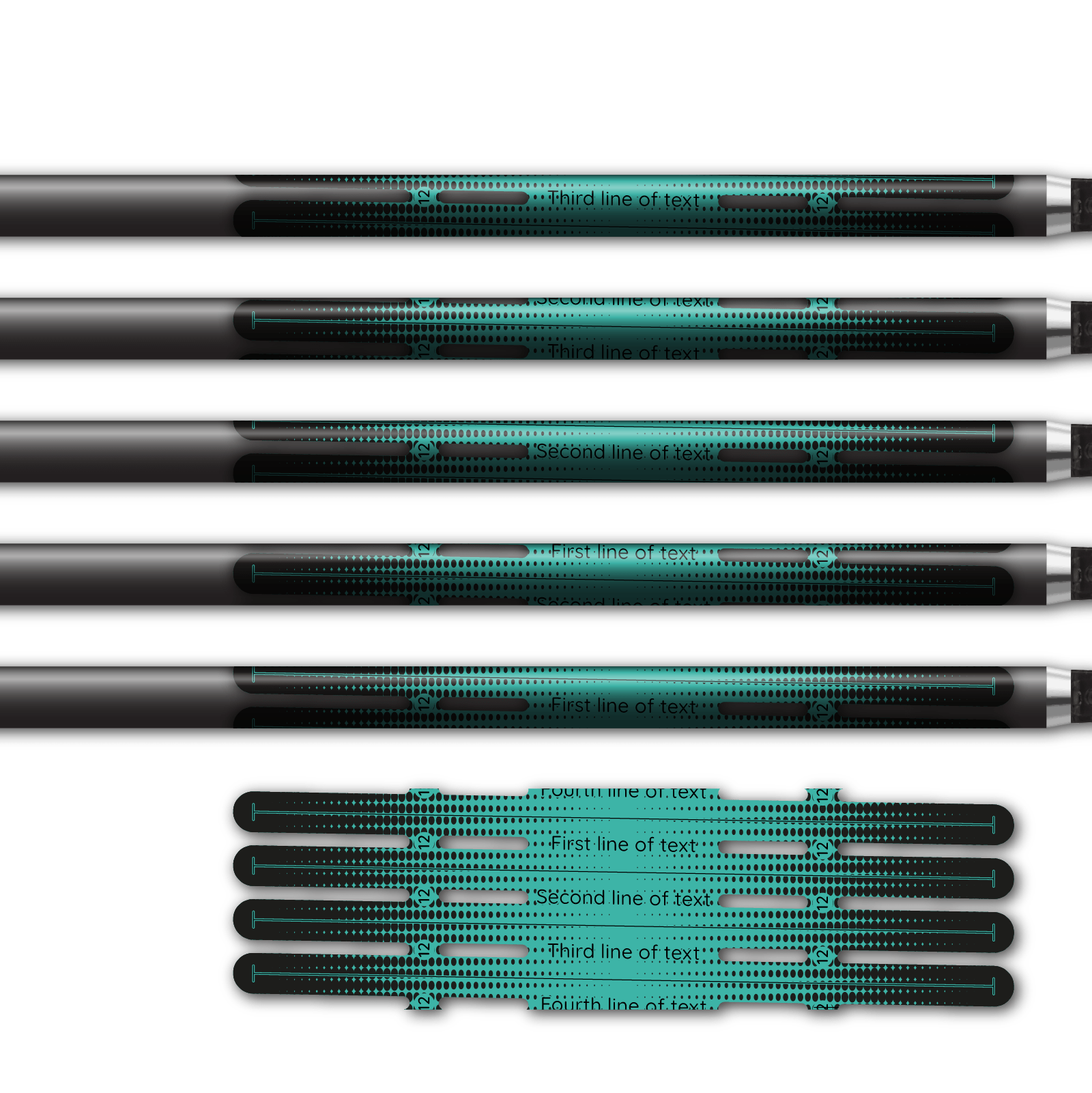 Alternative view of 4 fletch Vortex - Gradient Black on Aqua