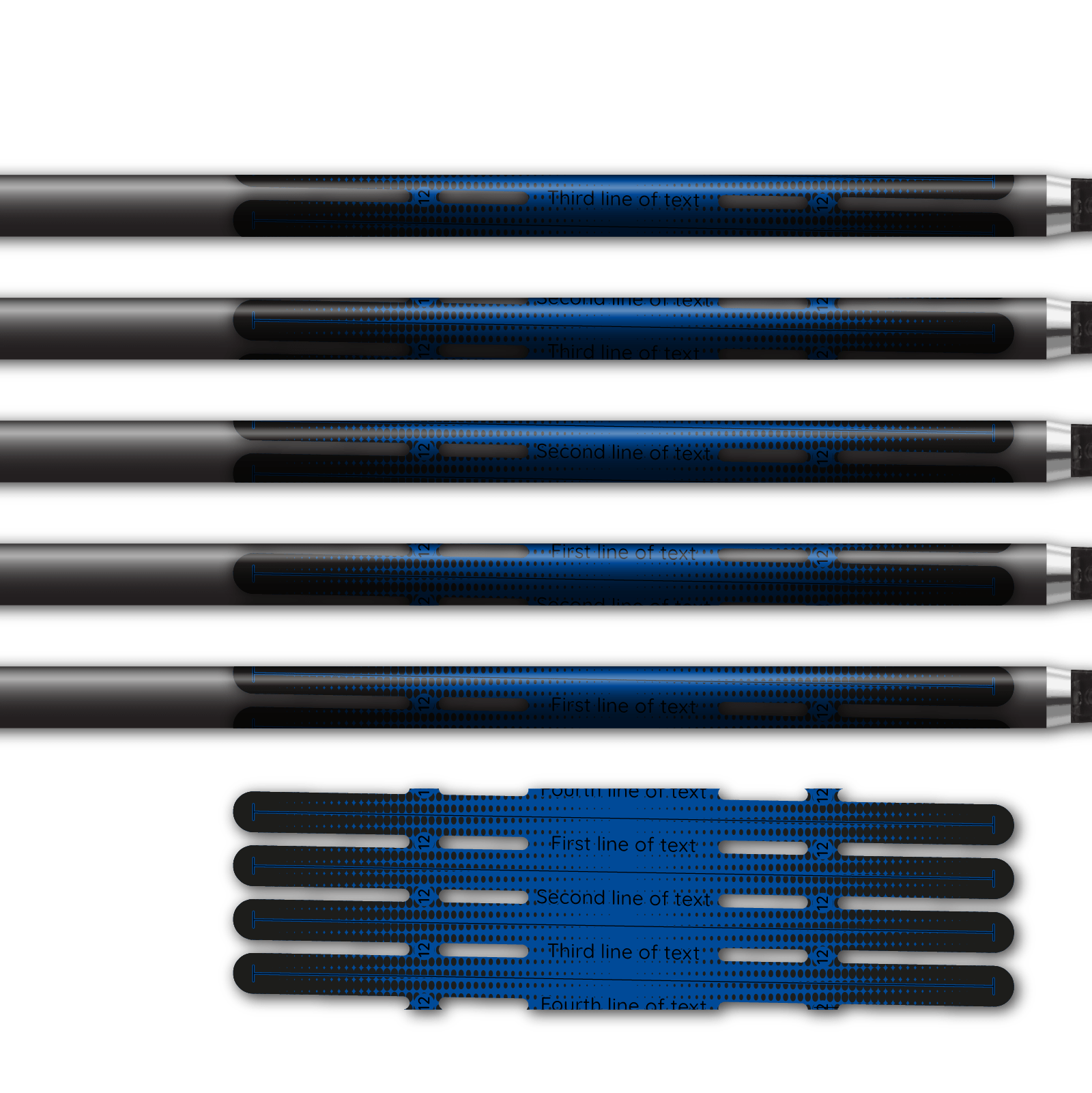 Alternative view of 4 fletch Vortex - Gradient Black on Blue