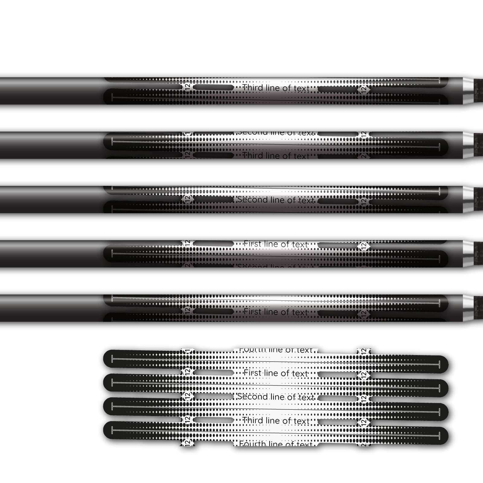Alternative view of 4 fletch Vortex - Gradient Black on Frost White