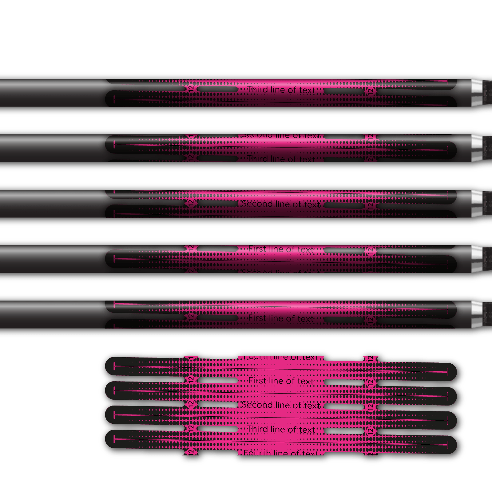 Alternative view of 4 fletch Vortex - Gradient Black on Magenta