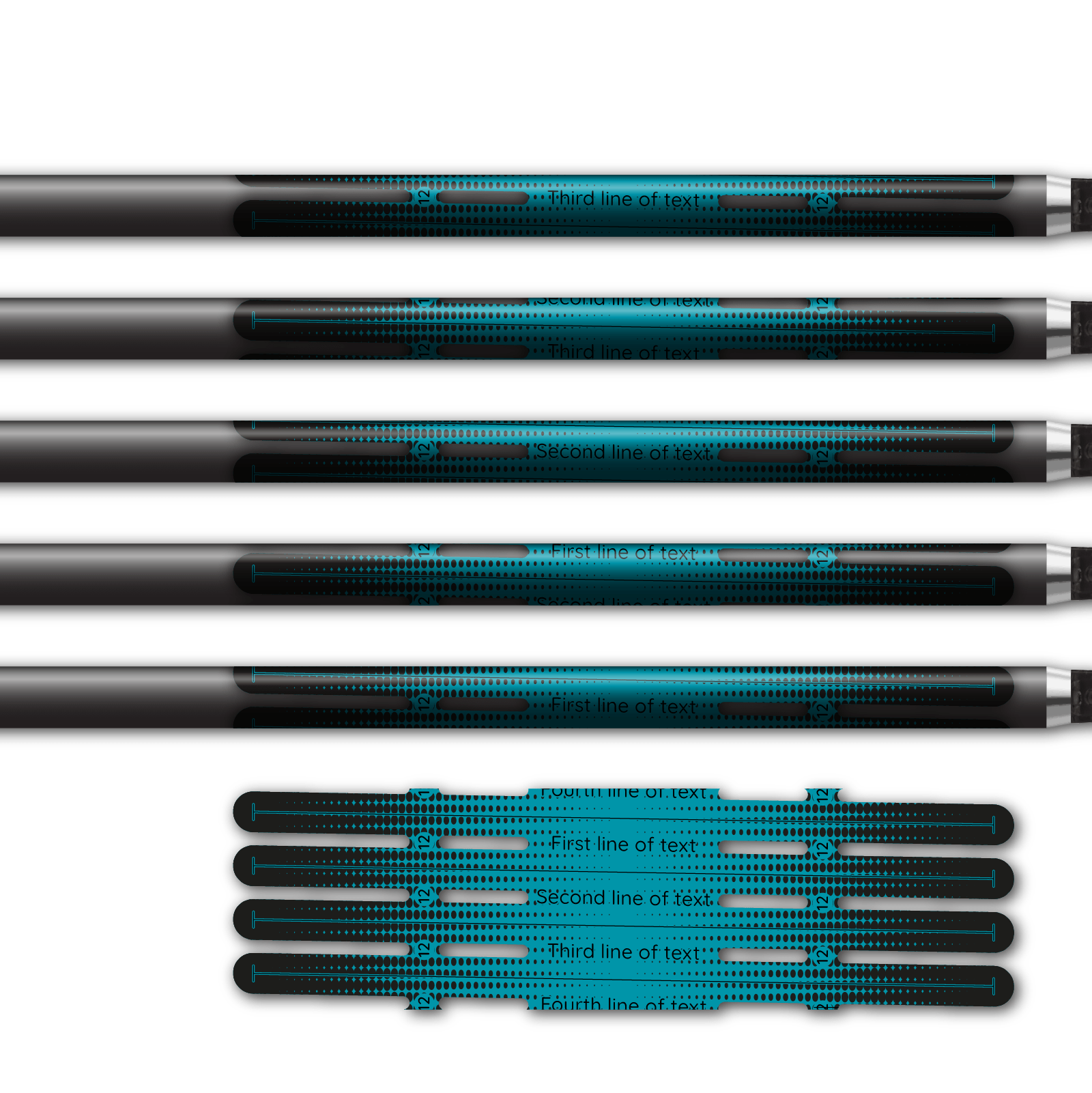 Alternative view of 4 fletch Vortex - Gradient Black on Teal