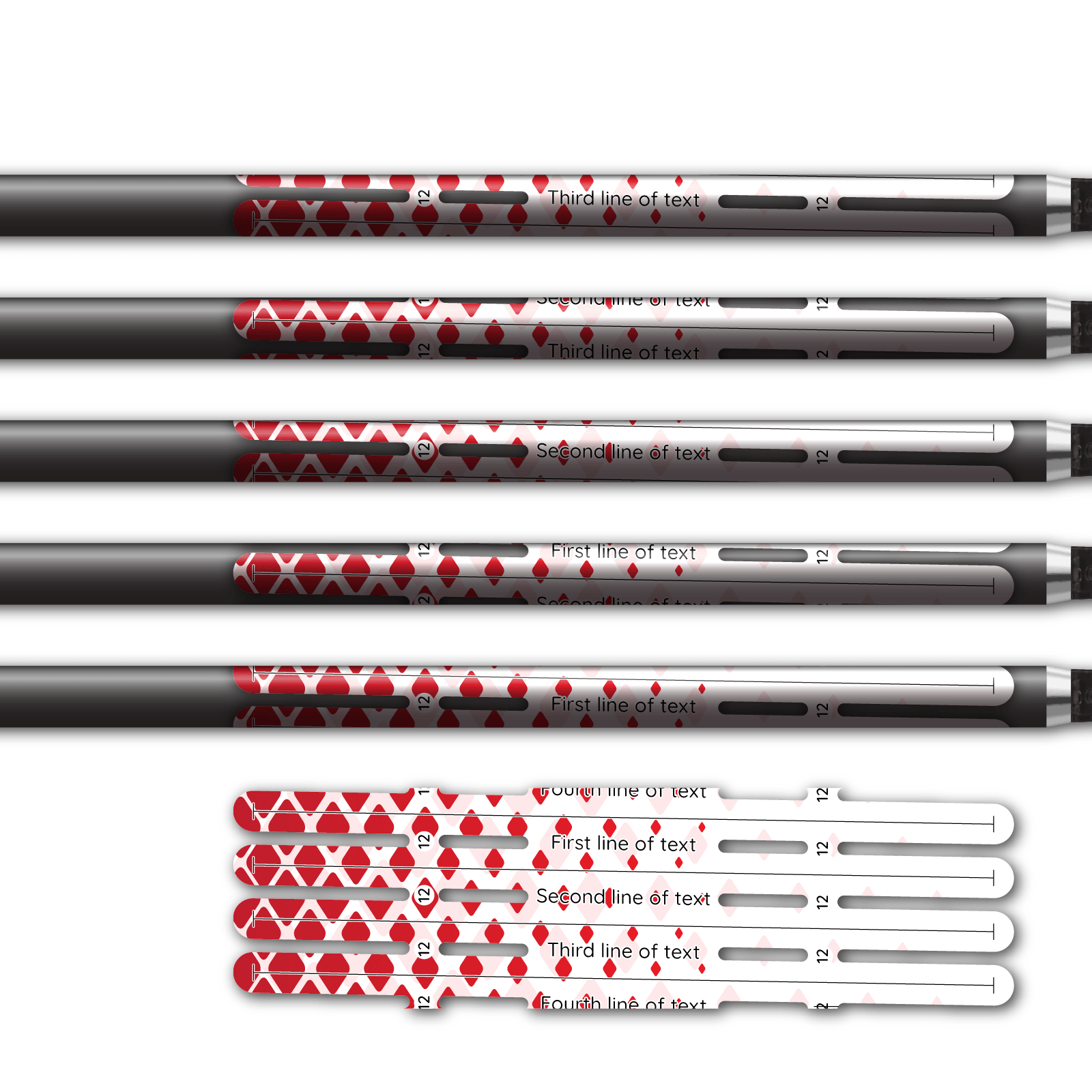 Alternative view of 4 fletch Vortex - Halftone Red