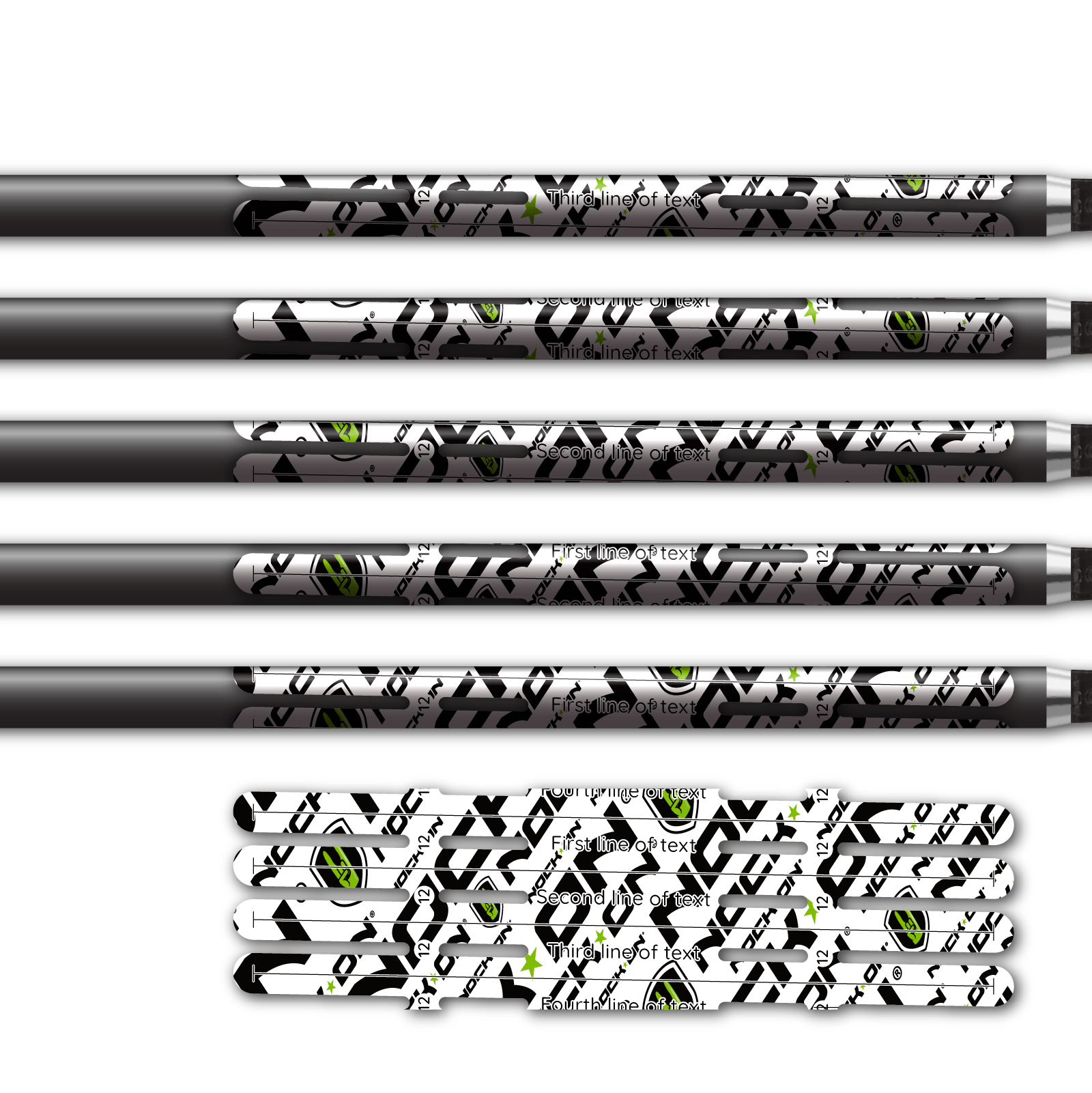 Alternative view of 4 fletch Vortex - Nock On Repeat Green Logo