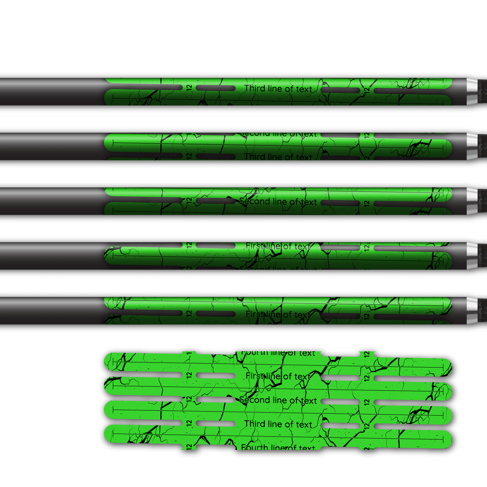 Alternative view of 4 Fletch Vortex - Shattered Fluor Green