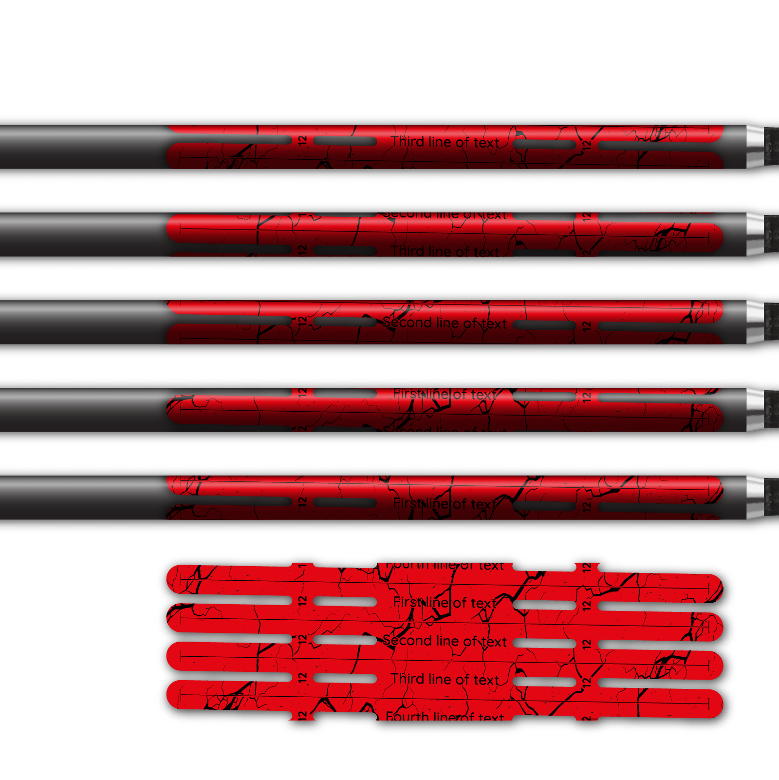 Alternative view of 4 Fletch Vortex - Shattered Fluor Red