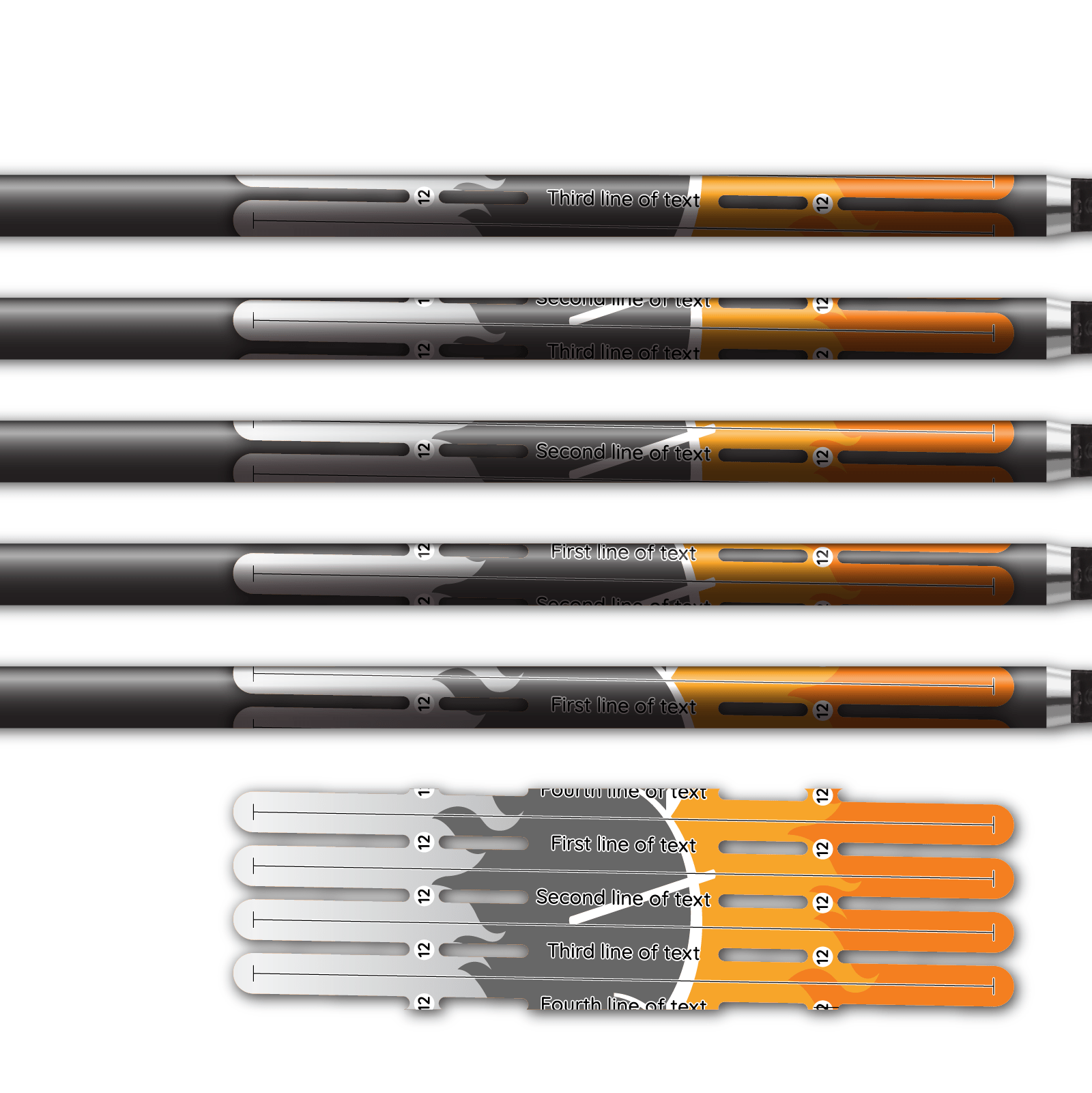 Alternative view of 4 Fletch Vortex - Elzinga Archery Orange