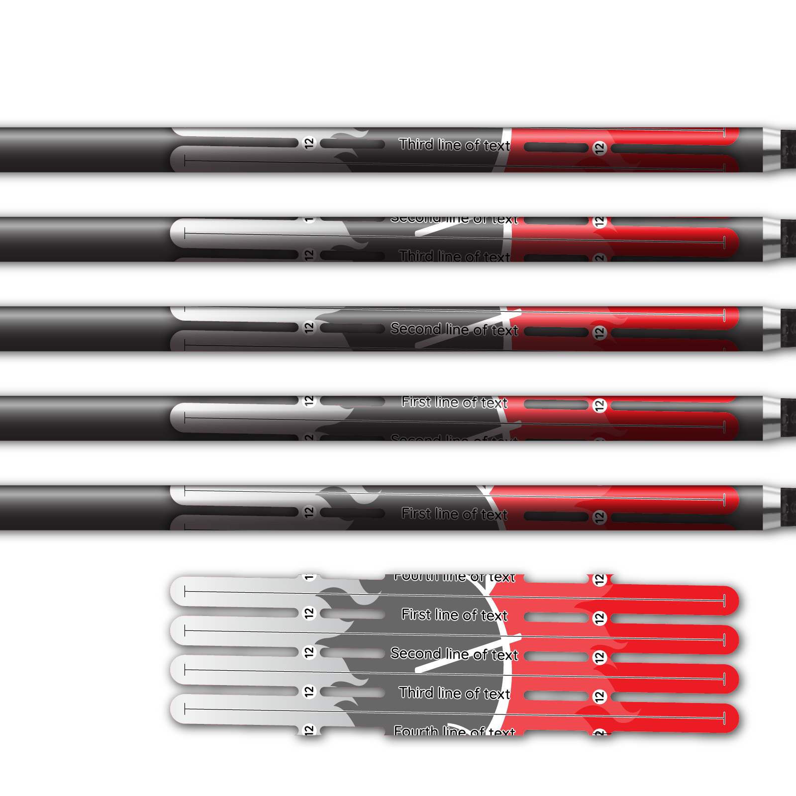 Alternative view of 4 Fletch Vortex - Elzinga Archery Red