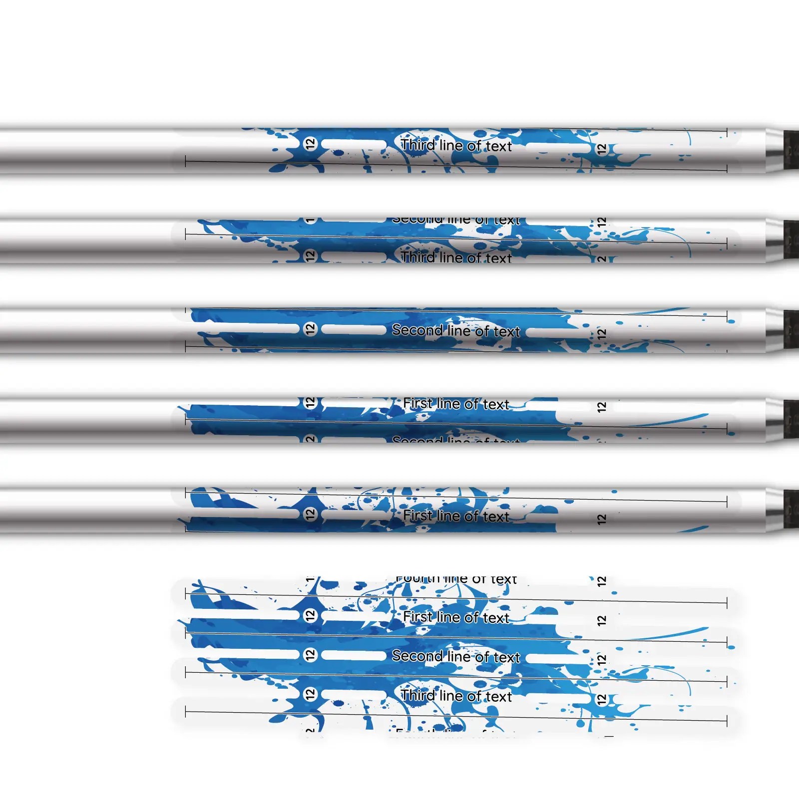 Alternative view of 4 Fletch Vortex - Splash Blue on Matt Clear